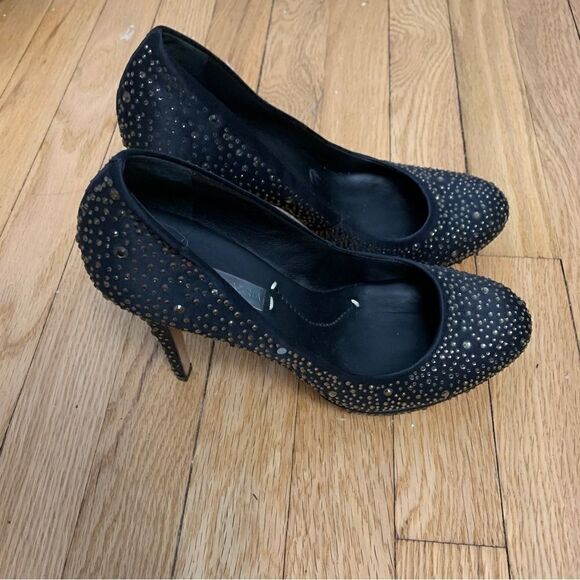 BCBG MaxAzria size 8.5 black rhinestone heels - Picture 1 of 7